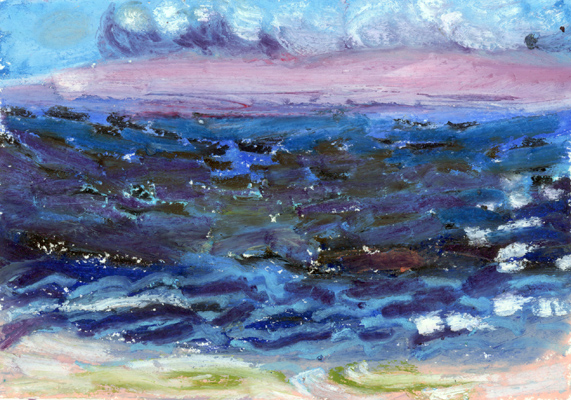 "Before The Hurricane", oil pastel, 7 1/2"w x 5 1/2"h, $250